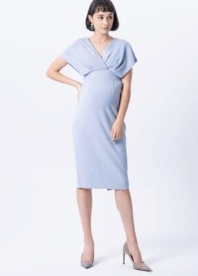 藍色氣質V領小禮服孕婦洋裝-孕婦洋裝推薦