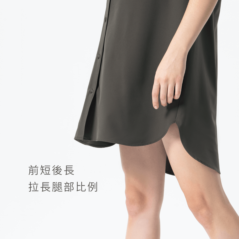 拉長腿部曲線-推薦襯衫領率性孕婦洋裝