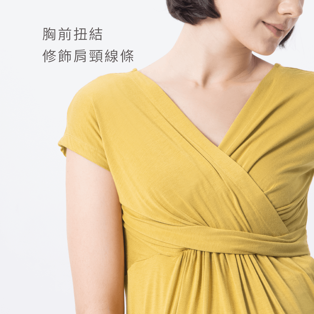 修飾肩頸線條充滿美感-推薦大V領纏繞孕婦哺乳上衣