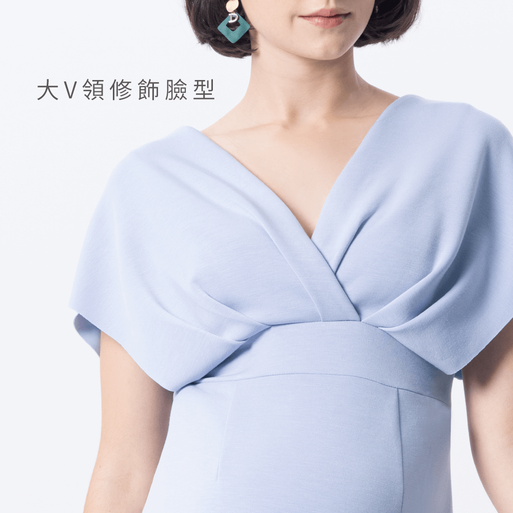 大V領修飾臉型-推薦氣質V領小禮服孕婦洋裝
