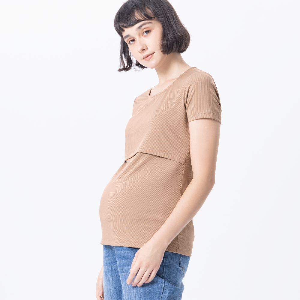一秒哺餵超輕鬆-推薦上掀式彈力孕婦哺乳上衣